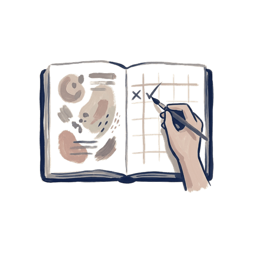 Pictogram representing daily symptom tracking and observation.